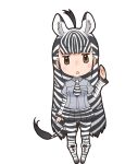  1girl animal_ear_fluff animal_ears boots brown_eyes extra_ears highres kemono_friends long_hair looking_at_viewer multicolored_hair necktie official_art pantyhose plains_zebra_(kemono_friends) shirt skirt solo tail transparent_background yoshizaki_mine zebra_ears zebra_girl zebra_tail 