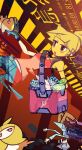  1boy 1girl alomomola bags_under_eyes bebe_(pokemon) bidoof black_gloves blonde_hair blue_pants budew celio_(pokemon) character_name croagunk error_message glalie glasses gloves grey_hair headphones pants pokemon pokemon_diamond/pearl/platinum pokemon_firered_and_leafgreen red_shirt round_eyewear saboteri_(savot) shirt swadloon translation_request 
