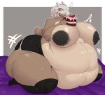  anthro areola bed belly big_areola big_belly big_breasts big_butt black_areola black_nipples blonde_hair blush bone bone_mask bottomwear breast_squish breasts butt cake cherry clothed clothing cubone dessert embarrassed female food fruit furniture generation_1_pokemon hair hi_res holding_food holding_object hotpants huge_belly huge_breasts huge_butt huge_thighs hyper hyper_butt jus60201 kneeling legwear mask motion_lines multicolored_body navel nintendo nipple_piercing nipples obese obese_female on_bed overweight overweight_female partially_clothed piercing plant pokemon pokemon_(species) puffy_areola shorts simple_background skull skull_mask solo squish stockings strawberry tail tammy_(void_dew) thick_thighs two_tone_body watermark 