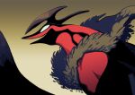  blue_eyes commentary_request from_side gradient_background no_humans open_mouth pokemon pokemon_(creature) saboteri_(savot) solo yveltal 
