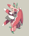  1other commentary_request full_body grey_background lurantis pokemon pokemon_(creature) red_eyes saboteri_(savot) simple_background solo 
