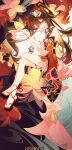  1girl absurdres artist_name bell black_choker brown_hair character_doll choker commentary_request covering_own_mouth criss-cross_halter crossed_legs doll dress feet fish flower flying_fish fox_mask full_body halterneck hand_over_own_mouth highres honkai:_star_rail honkai_(series) legs long_hair looking_at_viewer mask mask_on_head nail_polish neck_bell okobo open_mouth pink_eyes pink_flower platform_sandals puppet puppet_strings red_dress red_nails sandals smile solo sparkle_(honkai:_star_rail) stelle_(honkai:_star_rail) tassel toenail_polish toenails toes trailblazer_(honkai:_star_rail) very_long_hair wanwu_(nighmist) 