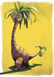  alolan_exeggutor border claws commentary_request fangs full_body no_humans pokemon pokemon_(creature) saboteri_(savot) shadow solo white_border yellow_background 