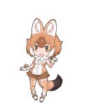  1girl animal_ear_fluff animal_ears boots brown_hair dhole_(kemono_friends) extra_ears gloves highres kemono_friends kneehighs looking_at_viewer official_art scarf shirt short_hair simple_background skirt sleeveless sleeveless_shirt socks solo tail transparent_background wolf_ears wolf_girl wolf_tail yoshizaki_mine 