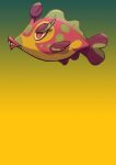  animal_focus bruxish commentary_request from_side full_body gradient_hair green_pupils multicolored_hair no_humans pink_eyes pokemon pokemon_(creature) saboteri_(savot) sharp_teeth solo teeth yellow_background 