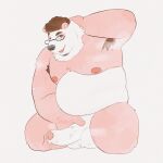  absurd_res anthro balls bear beard belly chubby_male eyewear facial_hair genitals glasses hi_res inkyflush kneeling male male/male mammal masturbation moobs musk musk_clouds musky_armpit musky_balls overweight overweight_male penis slightly_chubby solo vein veiny_penis 