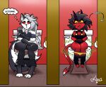  anthro bathroom bottomwear bottomwear_down canid canid_demon canine clothed clothing demon duo electronics fart female hellaverse hellhound helluva_boss hi_res imp klovs loona_(helluva_boss) mammal millie_(helluva_boss) mythological_canine mythological_creature mythology panties panties_down pants pants_down partially_clothed phone pooping public_restroom restroom_stall shorts shorts_down sitting sitting_on_toilet thought_bubble toilet toilet_paper toilet_use underwear underwear_down using_phone yellow_clothing yellow_panties yellow_underwear 