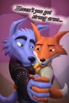 2026 2:3 anthro black_bottomwear black_clothing black_eyes black_jacket black_pants black_topwear blue_body blue_ears blue_fur blue_tail bottomwear brown_bottomwear brown_claws brown_clothing brown_nose brown_pants canid canine canis claws clothed clothing dancing digital_media_(artwork) don't_eat_the_neighbours english_text face_to_face fox fox_(don't_eat_the_neighbours) fur half-closed_eyes hand_holding hand_on_back hi_res jacket looking_at_another male male/male mammal multicolored_body multicolored_fur narrowed_eyes orange_body orange_ears orange_fur orange_tail pants romantic shirt smile standing tail text topwear trashbadger two_tone_body two_tone_fur vest white_body white_clothing white_fur white_shirt white_tail white_topwear wolf wolf_(don't_eat_the_neighbours) yellow_clothing yellow_topwear yellow_vest