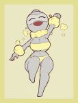  absurd_res arm_tuft big_breasts bikini breasts butt butt_from_the_front castform cleavage clothed clothing dibujosv12 eyelashes eyes_closed featureless_feet feet female front_view generation_3_pokemon grey_background grey_body hi_res humanoid navel neck_tuft nintendo normal_castform open_mouth open_smile pokemon pokemon_(species) simple_background smile solo swimwear thick_thighs tuft two-piece_swimsuit under_boob wide_hips wrist_tuft yellow_bikini yellow_body yellow_clothing yellow_swimwear 