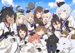  6+girls aila_paivikki_linnamaa artist_request aviation_magic_band bird black_hair blonde_hair blue_eyes blue_sky braid brown_eyes brown_hair cat cloud cloudy_sky commentary_request dark-skinned_female dark_skin dog dress eleonore_giovanna_gassion finn_(luminous_witches) flocke_(luminous_witches) garrison_cap glasses gloves green_eyes hair_over_one_eye hairband hat joanna_elizabeth_stafford kiwi_(bird) kyuu-chan_(luminous_witches) long_hair looking_at_viewer luminous_witches lyudmila_andreyevna_ruslanova manaia_matawhaura_hato maria_magdalena_dietrich moffy_(luminous_witches) multiple_girls okoge_(luminous_witches) olivier_(luminous_witches) open_mouth outdoors pekorus_(luminous_witches) ponytail red_eyes red_hair rio_(luminous_witches) second-party_source sheep shibuya_inori short_hair sky smile smile_(luminous_witches) squirrel sylvie_cariello twin_braids virginia_robertson white_dress white_gloves white_hair world_witches_series 