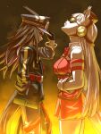  2girls animal_ears armband black_hair black_jacket black_pants blunt_bangs bow breasts brown_hat closed_mouth commentary_request dress ears_through_headwear fenomeno_(black_flames_of_the_righteous_spirit)_(umamusume) fenomeno_(umamusume) flipped_hair gloves gold_ship_(red_strife)_(umamusume) gold_ship_(umamusume) grey_hair hat horse_ears horse_girl horse_tail horseshoe_hat_ornament horseshoe_ornament jacket large_breasts long_hair long_sleeves looking_up multicolored_hair multiple_girls pants pantyhose parted_lips peaked_cap peeta pillbox_hat purple_hair red_bow red_dress sleeveless sleeveless_dress striped_armband striped_clothes sunglasses tail tenno_sho textless_version umamusume white_gloves white_pantyhose 