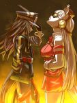  2girls animal_ears armband black_hair black_jacket black_pants blunt_bangs bow breasts brown_hat closed_mouth commentary_request dress ears_through_headwear fenomeno_(black_flames_of_the_righteous_spirit)_(umamusume) fenomeno_(umamusume) flipped_hair gloves gold_ship_(red_strife)_(umamusume) gold_ship_(umamusume) grey_hair hat horse_ears horse_girl horse_tail horseshoe_hat_ornament horseshoe_ornament jacket large_breasts long_hair long_sleeves looking_up multicolored_hair multiple_girls pants pantyhose parted_lips peaked_cap peeta pillbox_hat purple_hair red_bow red_dress sleeveless sleeveless_dress striped_armband striped_clothes sunglasses tail textless_version umamusume white_gloves white_pantyhose 