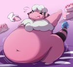  ambiguous_gender anthro belly big_belly cake dessert disembodied_hand flaaffy food force_feeding forced generation_2_pokemon hi_res hyper hyper_belly navel nintendo obese overweight pokemon pokemon_(species) solo unknown_artist 