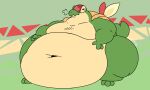  absurd_res ambiguous_gender anthro appletun belly big_belly generation_8_pokemon hi_res hyper hyper_belly moobs morbidly_obese navel nintendo obese overweight pokemon pokemon_(species) solo thick_thighs unknown_artist 