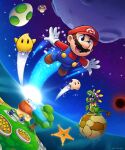 1boy :d artist_name asteroid black_eyes black_hole blue_overalls blue_pants brown_footwear brown_hair buttons commentary dino_piranha_(mario) english_commentary facial_hair flower flying full_body gloves grass hat highres house launch_star_(mario) long_sleeves luma_(mario) mario mario_(series) mushroom mustache octoomba open_mouth outstretched_arms overalls pants planet red_headwear red_shirt sharp_teeth shirt shoes short_hair smile space sparkle spread_arms star_(sky) star_(symbol) super_mario_galaxy teeth tongue tree vinny_(dingitydingus) warp_pipe white_gloves yellow_flower yoshi_egg 