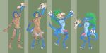 anthro athletic athletic_male balls blue_body blue_hair blue_scales bone claws erection genitals green_hair hair hi_res hukeng human_to_anthro humanoid jewelry kobold loincloth_only male markings necklace nude penis scales scalie skull solo species_transformation standing tattoo transformation transformation_sequence 