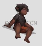  5_fingers 5_toes absurd_res alphaspring clothed clothing dark_body dark_skin feet final_fantasy final_fantasy_xiv fingers hair hi_res humanoid humanoid_feet humanoid_hands humanoid_pointy_ears lalafell male not_furry plantigrade solo square_enix toes young 