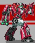  1girl arcee arm_cannon assault_visor helmet highres humanoid_robot metal_skin robot robot_girl ryzmechaa science_fiction thighs transformers weapon wheel 