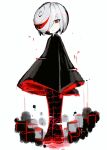  1girl black_dress closed_mouth dress expressionless full_body grey_hair hair_over_one_eye long_sleeves red_eyes sage_(sonic) short_hair simple_background solo sonic_(series) sonic_frontiers standing usa37107692 white_background 