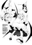 alternate_costume ballet_slippers bat_wings blood frilled_socks frills from_below greyscale hat highres karaori kyoto_fantasy_troupe loafers long_sleeves mary_janes mob_cap monochrome puffy_long_sleeves puffy_sleeves remilia_scarlet shoes short_hair sketch socks the_sealed_esoteric_history touhou translation_request upside-down wings 