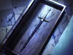  box checkered_floor crack cracked_floor debris game_asset indoors light_particles magia_record:_mahou_shoujo_madoka_magica_gaiden mahou_shoujo_madoka_magica mahou_shoujo_tart_magica mepo_(raven0) no_humans official_art weapon_focus 