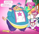 2025 absurd_res after_transformation allison_goleta blush book bovid bovine canid canine cattle claire_higsby exclamation_point felid female female/female fox group hi_res jodie_caldwell lagomorph leporid mammal melody_amaranth overweight overweight_female pantherine question_mark rabbit spellbook super_lesbian_animal_rpg tiger trans_(lore) trans_woman_(lore) weight_gain winguthings