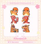  anger_vein arm_up blue_eyes breath_weapon breathing_fire charizard charmander charmeleon claws closed_eyes commentary commission crying english_commentary evolutionary_line fire heart laughing open_mouth pokemon pokemon_(creature) sad sennebeth tears thumbs_up waving 