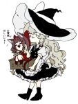  2girls animal_ears apron ascot black_hat black_shoes black_skirt black_vest blonde_hair bow box braid brown_hair cat_ears cat_girl cat_tail chantarou collared_shirt commentary_request detached_sleeves donation_box frilled_hair_tubes frilled_skirt frills full_body green_necktie hair_bow hair_tubes hakurei_reimu hat hat_bow high_heels highres kemonomimi_mode kirisame_marisa long_hair multiple_girls necktie open_mouth paw_pose puffy_short_sleeves puffy_sleeves red_bow red_skirt shirt shoes short_sleeves side_braid simple_background single_braid skirt skirt_set smile tail touhou translation_request very_long_hair vest waist_apron white_apron white_background white_bow white_shirt witch_hat yellow_ascot yellow_eyes 