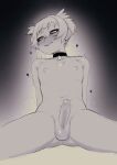  1boy ansatsu_kyoushitsu black_choker blush choker completely_nude cum erection greyscale heart highres krekkov looking_to_the_side male_focus monochrome nipples nude penis shiota_nagisa sketch solo steam tagme testicles trap 