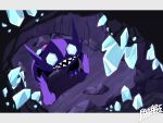  absurdres cave_interior commentary_request crystal drooling highres letterboxed no_humans open_mouth pokemon pokemon_(creature) pokemon_focus rock sableye sakanagi_(a_r_co) saliva sharp_teeth signature solo teeth 