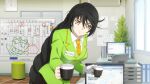  1girl alternate_costume artist_request bandai_namco black_hair book braid breasts closed_mouth commentary company_connection cosplay cowboy_shot cup english_commentary game_asset gloves green_suit holding holding_cup idolmaster idolmaster_cinderella_girls indoors leaning_forward long_hair looking_at_viewer medium_breasts monitor necktie official_alternate_hairstyle official_art plant potted_plant satou_rina senkawa_chihiro senkawa_chihiro_(cosplay) shirt single_glove smile solo suit tales_of_(series) tales_of_berseria tales_of_the_rays third-party_source velvet_crowe very_long_hair voice_actor_connection white_gloves white_shirt window yellow_eyes yellow_necktie 