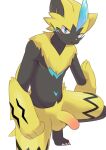 2026 3_fingers 3_toes absurd_res alternate_version_at_source anthro arm_markings balls biped black_body black_fur black_markings blue_body blue_eyes blue_fur blue_whiskers blush blush_lines censored_version_at_source cheek_tuft claws crouching digital_drawing_(artwork) digital_media_(artwork) facial_tuft feet felid fingers foreskin fur generation_7_pokemon genitals glans glistening glistening_eyes grifet half-erect hi_res humanoid_genitalia humanoid_penis leg_markings legendary_pokemon looking_at_viewer male male_anthro mammal markings mouth_closed multicolored_body multicolored_fur multicolored_penis nintendo nude nude_anthro nude_male partially_retracted_foreskin penis pink_glans pink_penis pokemon pokemon_(species) simple_background solo thigh_markings toe_claws toes tuft two_tone_penis whiskers white_background white_claws white_nose yellow_balls yellow_body yellow_fur yellow_penis zeraora