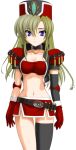  1girl 2000s_(style) belt blue_eyes braid breasts cleavage closed_mouth collar game_asset gloves green_hair hat large_variant_set long_hair mahou_senshi_(series) mahou_senshi_symphonic_knights medium_breasts midriff miniskirt navel non-web_source official_art purple_eyes saitou_natsuki self-datamine serafy shoulder_pads simple_background single_thighhigh skirt smile solo tachi-e thighhighs transparent_background variant_set 