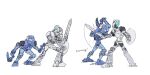  armor battle bionicle blue_body blue_eyes digital_drawing_(artwork) digital_media_(artwork) duo fight fingers gali holding_object holding_weapon hooks humanoid jujucomet kopaka lego looking_at_another machine mask melee_weapon mouthless not_furry robot shield simple_background standing sword toa training weapon white_body yellow_eyes 
