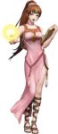  1girl 3d artist_request book breasts brown_eyes brown_hair casting_spell circlet collarbone cross-laced_sandals dress fire_emblem fire_emblem:_mystery_of_the_emblem fire_emblem:_new_mystery_of_the_emblem fire_emblem_warriors full_body game_model holding holding_book linde_(fire_emblem) long_hair looking_at_viewer magic medium_breasts official_art open_mouth pink_dress ponytail sandals second-party_source side_slit simple_background smile solo transparent_background 