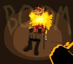ambiguous_gender anthro blood bodily_fluids bone boots bottomwear bottomwear_down bound burning camo canid canine chair clothed clothing death detonator english_text explosion face_removal fire flaming_tail footwear fox foxdance furniture gore killing knee_highs knee_pads knee_socks legwear mammal on_chair pants pants_around_ankles pants_down partially_clothed shaded shoes simple_background simple_shading skull snuff socks stockings tail tail_tied text torn_clothing torn_legwear torn_stockings torso_wound