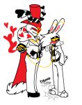 anthro arthropod blush blush_lines chained_collar duo hazbin_hotel hellaverse insect jax_(roomwithavoid) lagomorph leashed_to_belt lepidopteran leporid mammal moth rabbit restricted_palette roomwithavoid smoking thumping valentino_(hazbin_hotel)