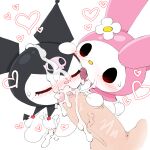  &lt;3 absurd_res aka_leopard anthro blush bodily_fluids cum cum_in_mouth cum_inside eyes_closed female first_person_view genital_fluids genitals group hi_res human_pov kuromi licking looking_at_viewer male male/female male_pov my_melody onegai_my_melody open_mouth oral penile penis penis_lick sanrio sex simple_background size_difference smaller_female tongue tongue_out trio white_background white_body 