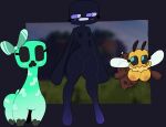 antennae_(anatomy) anthro areola bee_(minecraft) big_breasts black_areola black_body black_eyes black_nipples blue_eyes breasts brown_body creeper_(minecraft) empty_eyes enderman eyelashes female feral flat_chested front_view green_body group hi_res humanoid insect_wings microsoft minecraft mojang mschaox6 neck_tuft nipples orange_areola orange_nipples purple_eyes quadruped stinger trio tuft wings xbox_game_studios yellow_body