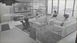 anthro biped bottomwear breasts butt canid canine clothed clothing detailed_background dialogue electronics female furniture group hi_res inside mammal sincrescent sitting sofa television text topwear
