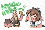  1girl :3 all_fours binoculars blue_sailor_collar blush_stickers brown_hair closed_eyes commentary_request cosplay creature diyap_(style) dress gourgeist haniwa_(statue) happy_birthday headgear kantai_collection kutone_shirika meme parody pokemon pokemon_(creature) pumpkaboo pumpkaboo_(cosplay) pumpkin radar_hair_ornament sailor_collar sailor_dress short_hair smile solo speakiposting_(meme) translation_request trickcal umbrella_octopus yukikaze_(kancolle) 