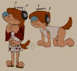  anthro canid canine clothed clothing headphones male mammal mitch_freeman partially_clothed simple_background sketch solo toonyrobot whatever_happened_to_robot_jones? young 