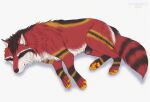 absurd_res akiratheraccoon animal_genitalia canid canine dream feral fox fully_sheathed fur genitals hair hi_res hybrid male mammal multicolored_body paws peaceful procyonid raccoon red_body red_fur repose rest sheath sleeping solo tail valiberite