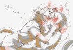  2girls absurdres agnes_tachyon_(umamusume) ahoge animal_ears blush body_freckles braid calamity_brezze closed_eyes freckles hair_between_eyes half_up_braid hand_on_another's_cheek hand_on_another's_face heart highres horse_ears horse_girl horse_tail jungle_pocket_(umamusume) kiss lab_coat limited_palette medium_hair multiple_girls red_eyes shirt short_sleeves shorts surprise_kiss surprised tail umamusume yuri 