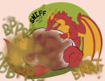 diaper diaper_sniffing dragon fart feces hi_res horn mythological_creature mythological_scalie mythology red_body reptile ruben_sling scalie sniffing soiled_diaper soiling unclean_diaper used_diaper wings yellow_body