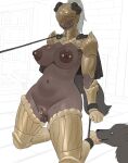 ambiguous_gender animal_ears animal_humanoid areola armor bdsm biped bodily_fluids bondage bound breasts canid canid_humanoid canine canine_humanoid canis clitoris clitoris_piercing clothed clothing dark_body dark_skin domestic_dog female feral fur genital_fluids genital_piercing genitals headgear helmet hi_res humanoid jingzhou14848 kneeling leash mammal mammal_humanoid navel nipple_piercing nipples piercing submissive submissive_female sweat tongue tongue_out vaginal_fluids vulva