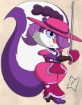  big_butt bottomwear butt clothing female fifi_la_fume footwear fur hair hair_over_eyes hat headgear headwear hi_res high_heels mammal melee_weapon mephitid musketeer mysterywhiteflame pants purple_body purple_eyes purple_fur purple_hair rapier shoes skunk solo sword thick_thighs tiny_toon_adventures toeless_footwear toeless_high_heels toeless_shoes warner_brothers weapon wide_hipped_anthro wide_hipped_female wide_hips 