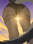 1girl absurdres ass ass_focus black_panties close-up cloud commentary ellen_joe english_commentary fins fish_tail from_below highres i_s_s_h_i_n lower_body outdoors panties pantyhose shark_girl shark_tail sky sunlight tail underwear zenless_zone_zero 