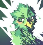  &lt;3 &lt;3_eyes absurd_res ambiguous_gender anthro avian beak bird blush blush_lines digital_drawing_(artwork) digital_media_(artwork) digital_painting_(artwork) feathered_wings feathers green_body hi_res looking_away male nightlane portrait shy solo solo_focus solo_in_panel wings 