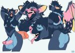 absurd_res anthro balls bat bat_nose big_penis bluesh butt duo ear_piercing ear_ring fangs fluffy fluffy_tail genitals glans hi_res humanoid_genitalia humanoid_penis licking male male/male mammal membrane_(anatomy) membranous_wings one_wing open_mouth oral penile penis penis_lick piercing pink_nose ring_piercing sex solo solo_focus tail teeth tongue wings yawn